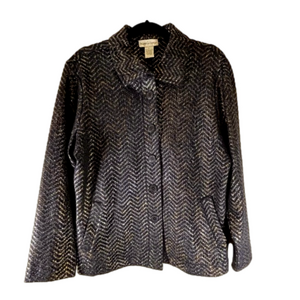 Draper’s & Damon’s women Large dress suit jacket business metallic blue silver